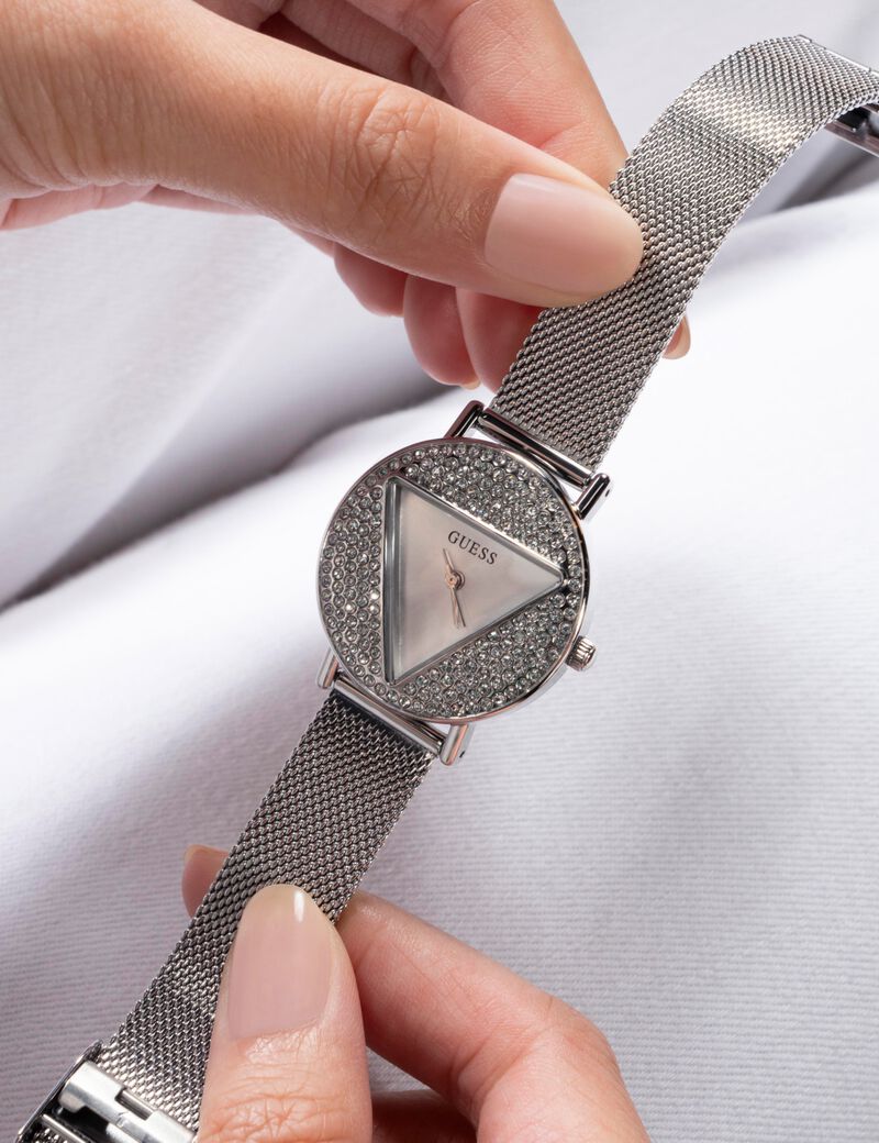 Silver Tone Quartz Analog Mesh Watch