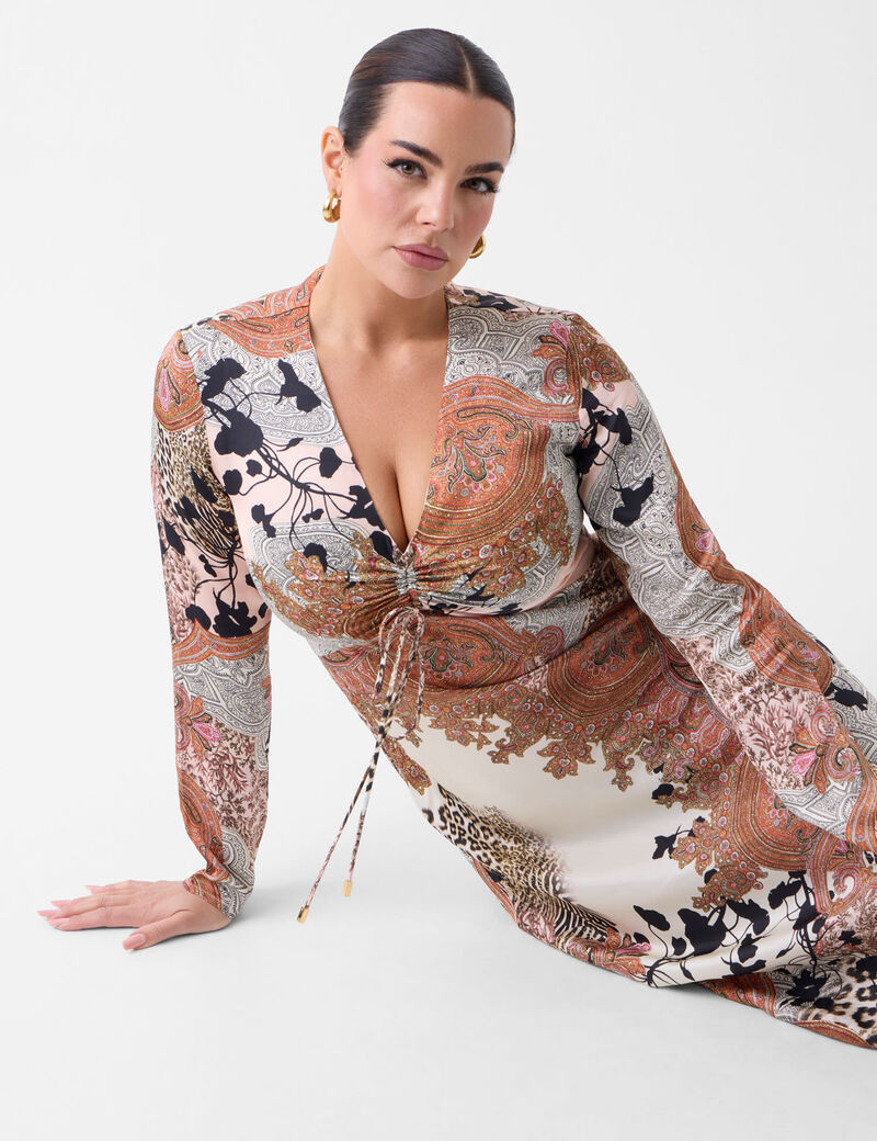 guess marciano print long dress