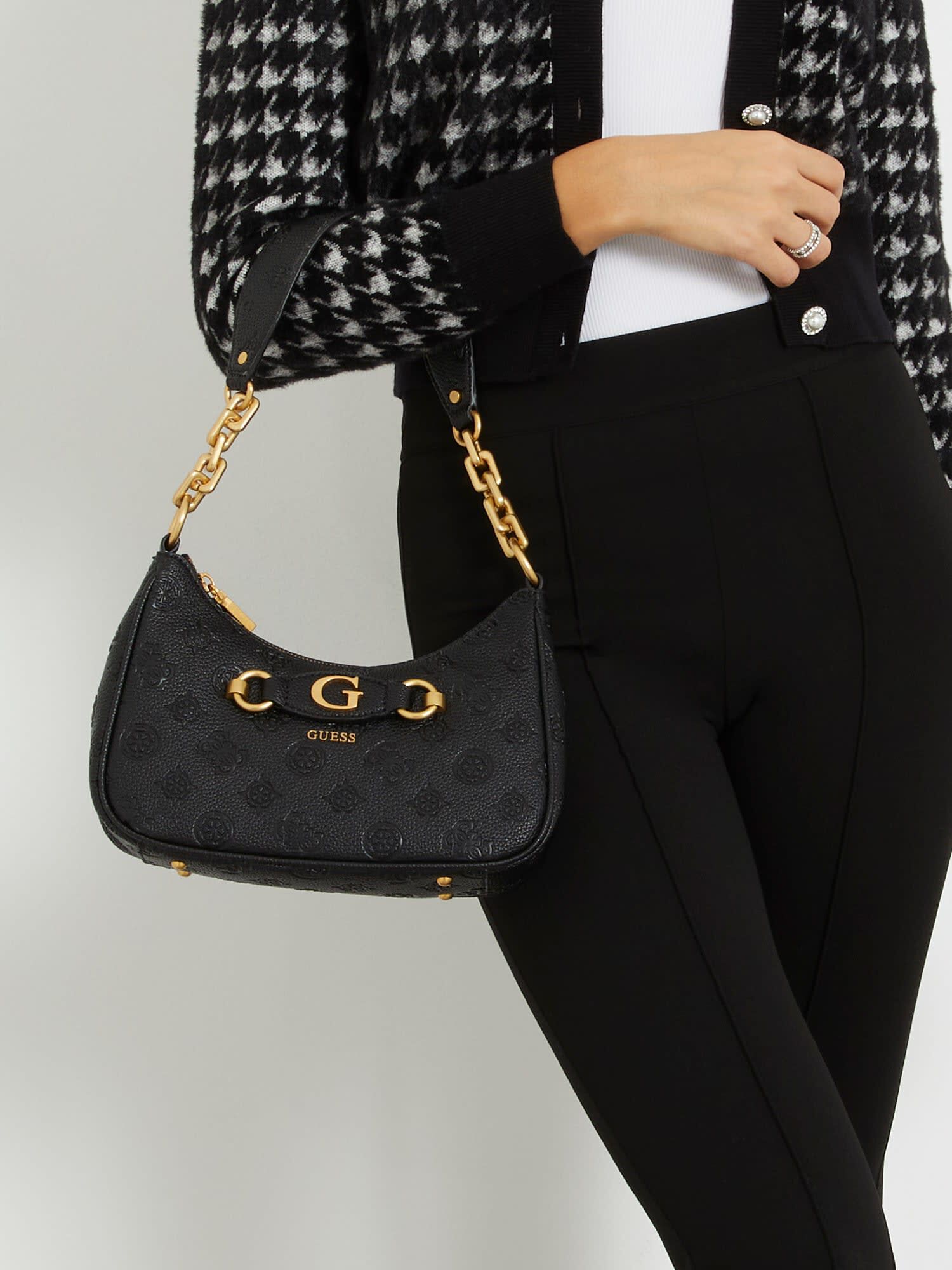 Shop GUESS Online Izzy 4G Peony logo shoulder bag