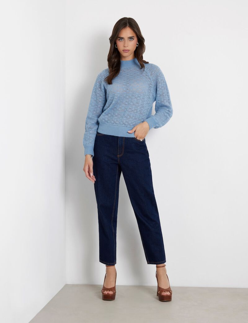 Openwork wool blend sweater