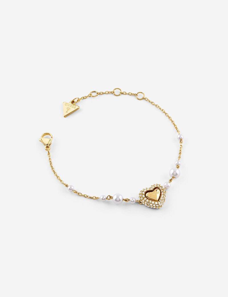 Heart & pearls chain bracelet