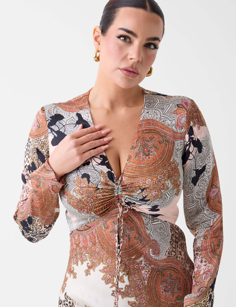 guess marciano print long dress