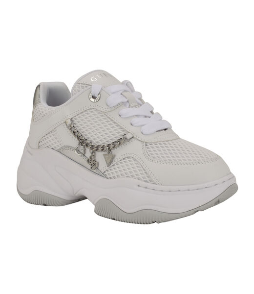 guess harpaa lace up chain link charm platform sneaker