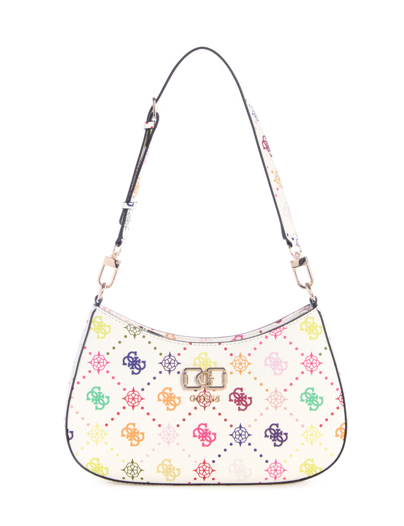 guess emelie logo top zip shoulder bag
