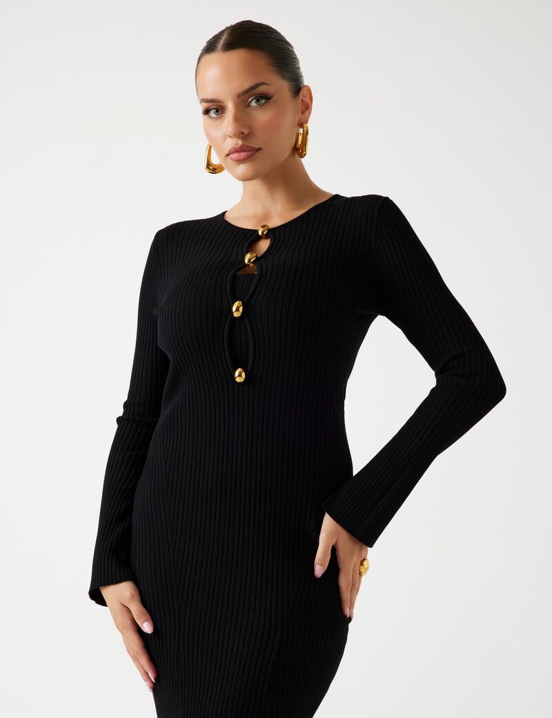 Marciano rib-knit bodycon midi dress