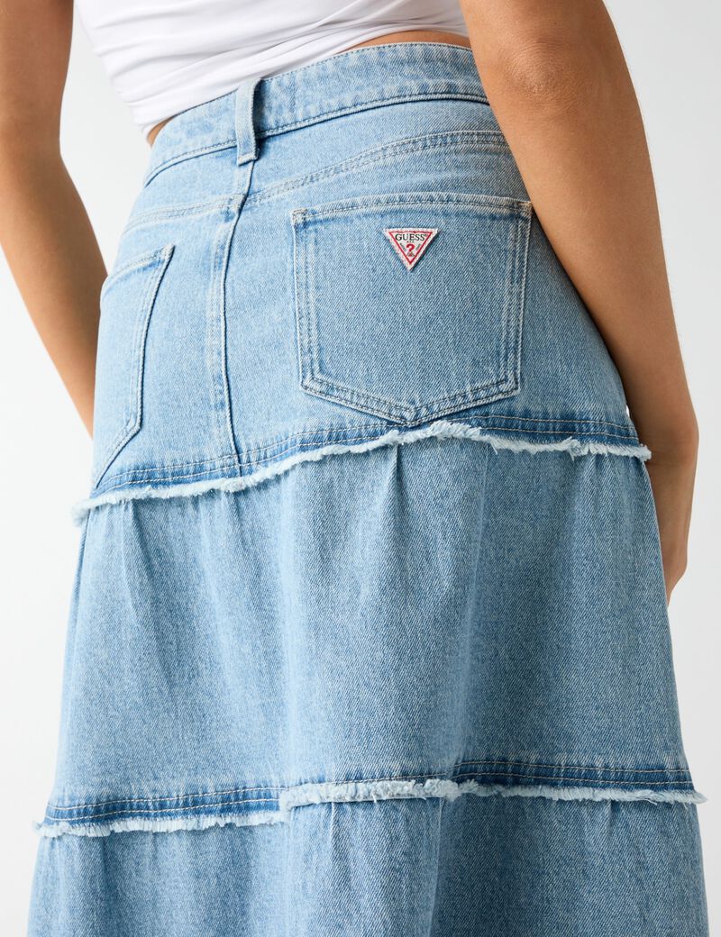 guess rori denim midi skirt