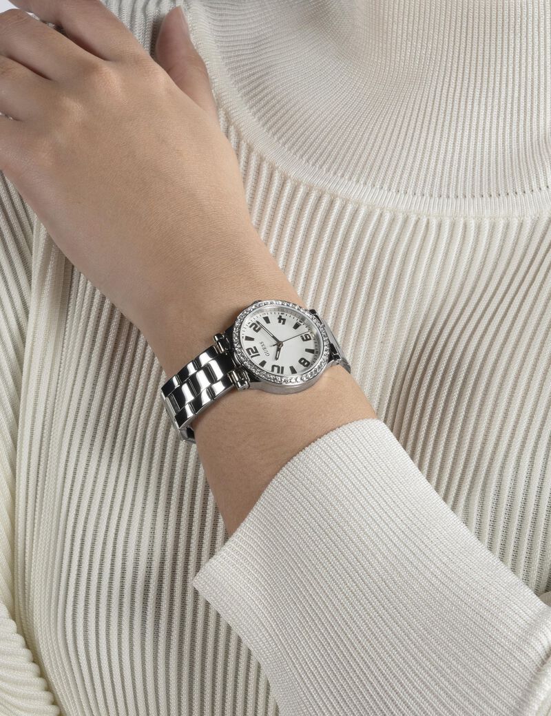 Analogue watch with crystal appliqu&eacute; detailing