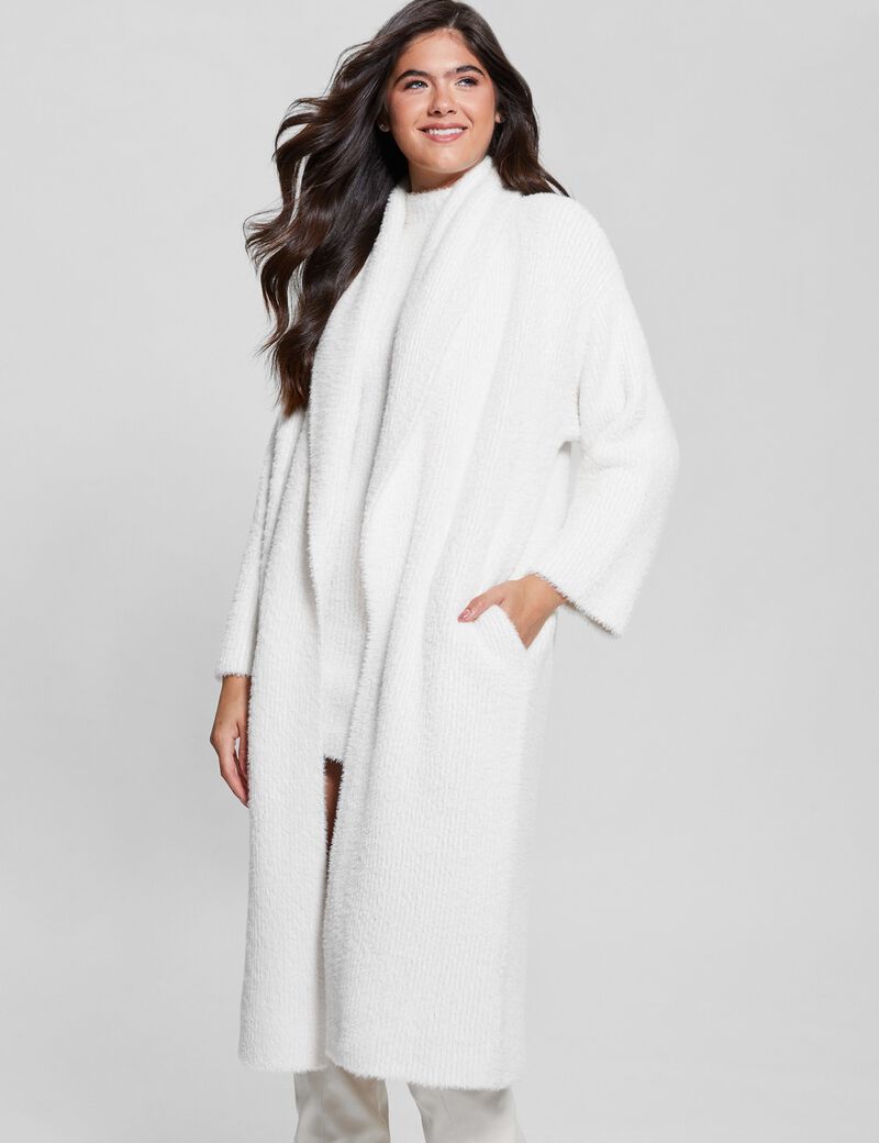 Fuzzy yarn relaxed fit cardigan