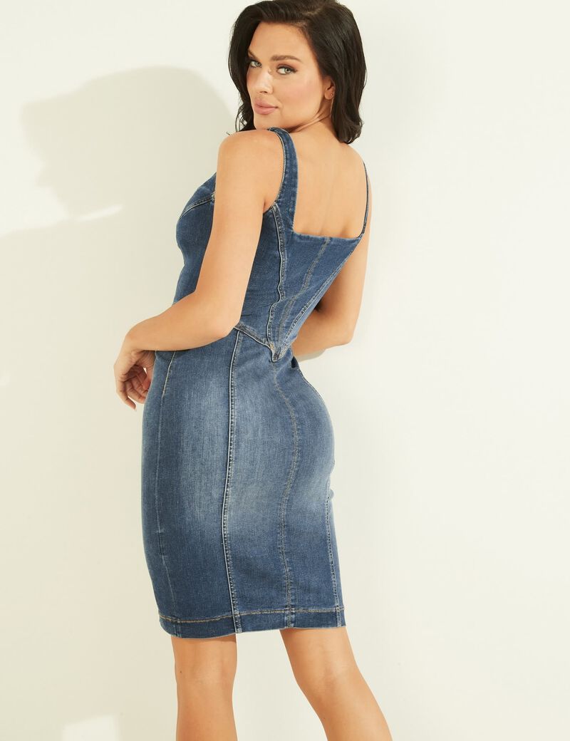 Front Zip Fastening Denim Dress