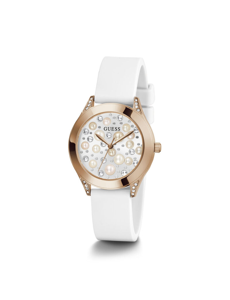 Rose Gold And White Analog Watch