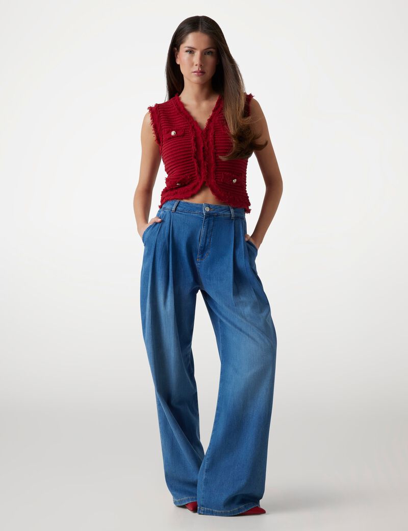 Linen-blend loose-fit jeans