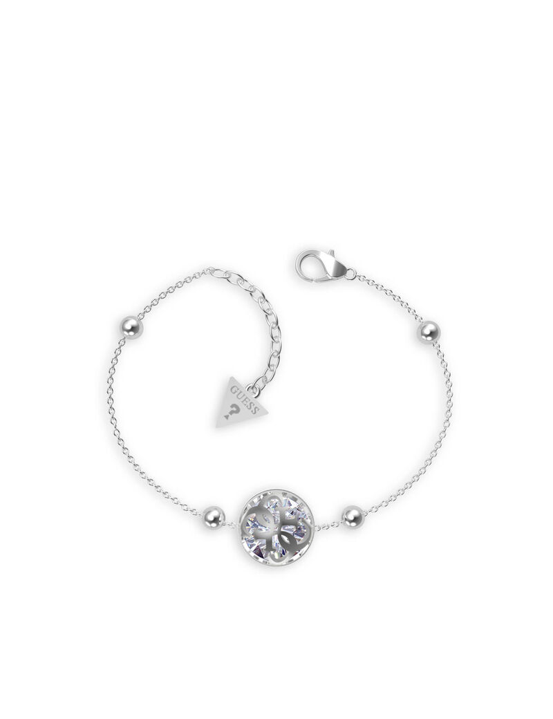 سوار فضي اللون مُرصَّع بحجر الراين ومُزين بالشعار