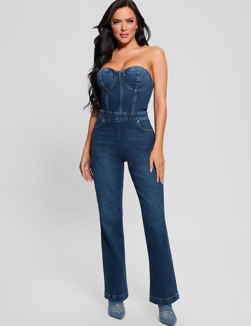 Flare denim jumpsuit