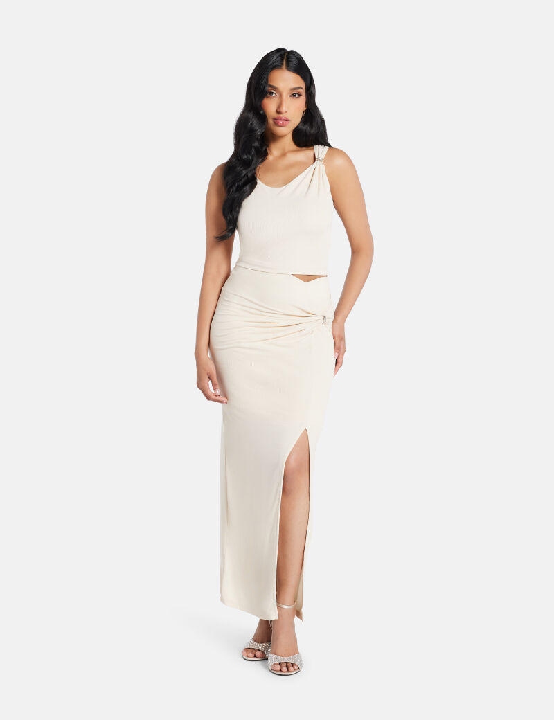 Long draped pencil skirt