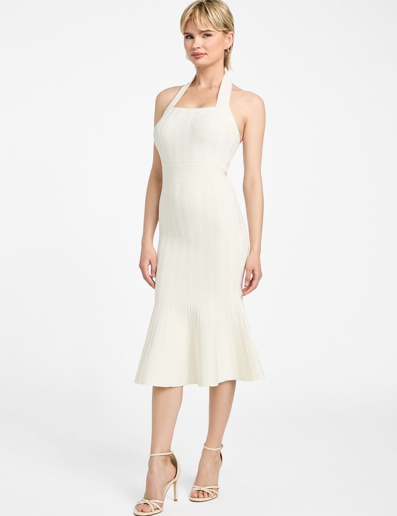 Fit-and-flare midi sweater dress