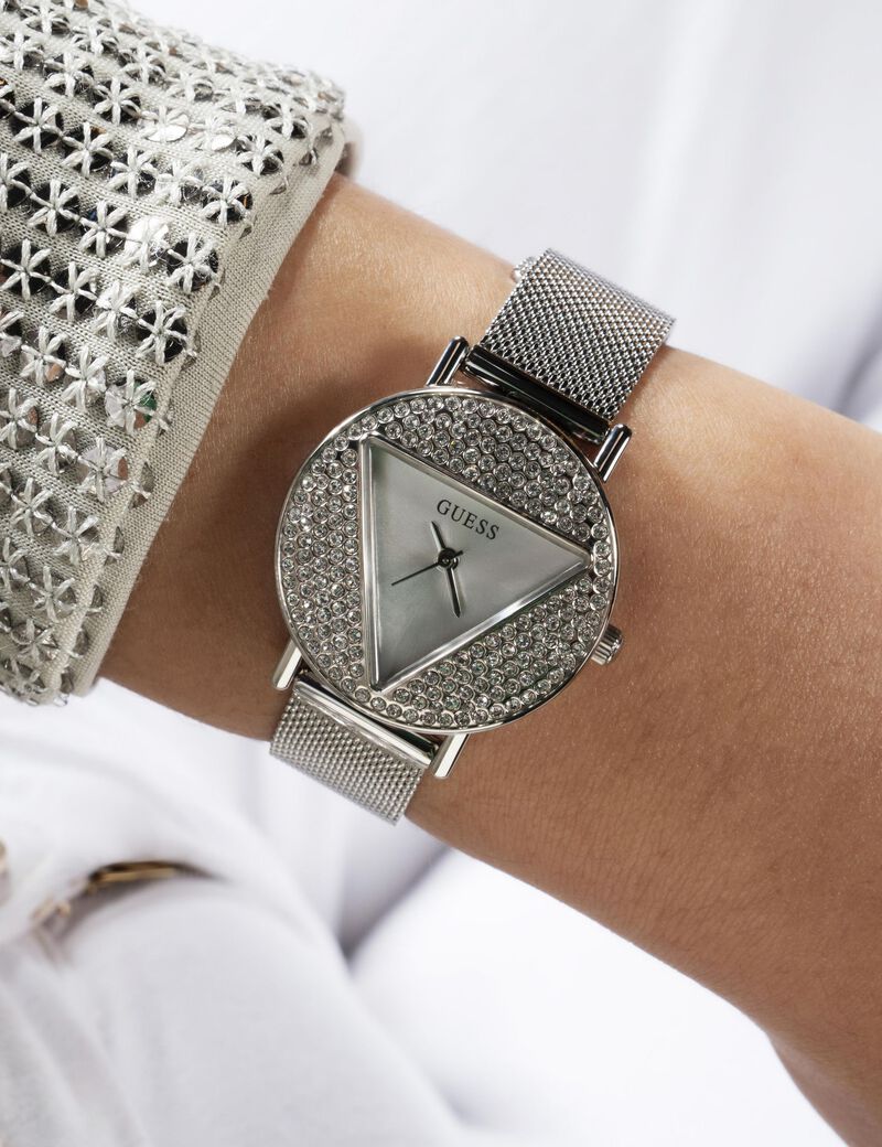 Silver Tone Quartz Analog Mesh Watch