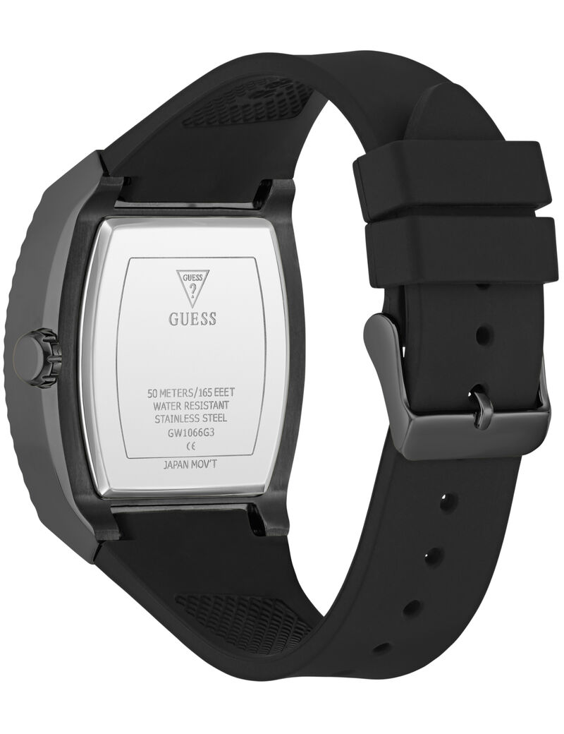 guess mens black gunmetal grey rectangle analog watch