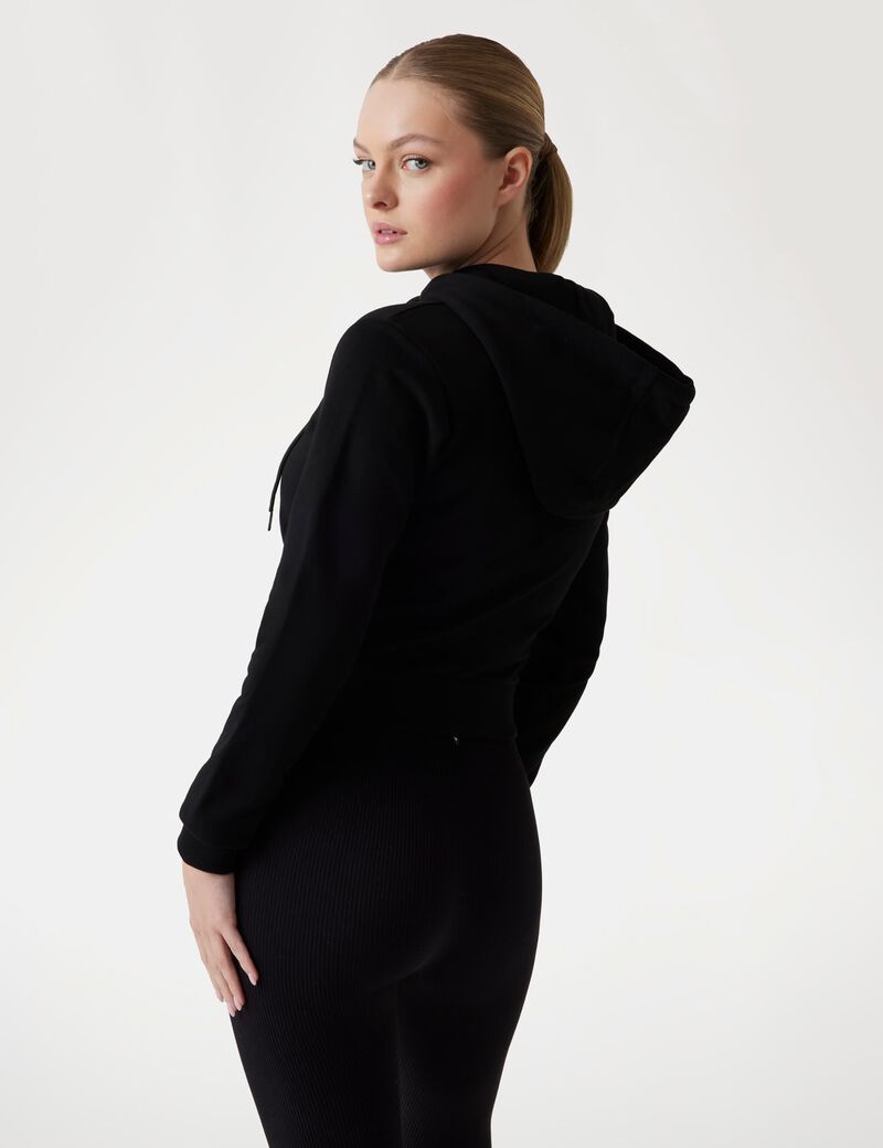 Logo rhinestones hoodie sweatshirt