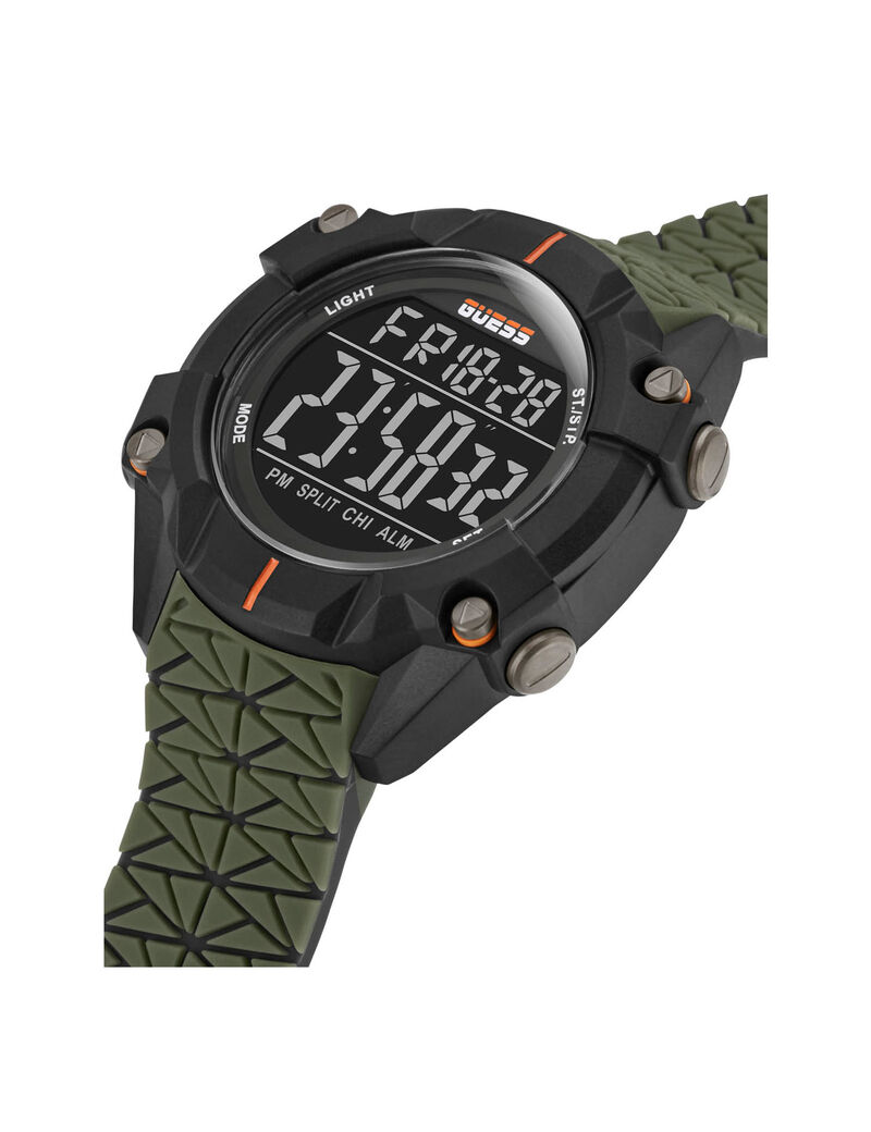 ساعة يد رقمية باللونين الأخضر والأسود