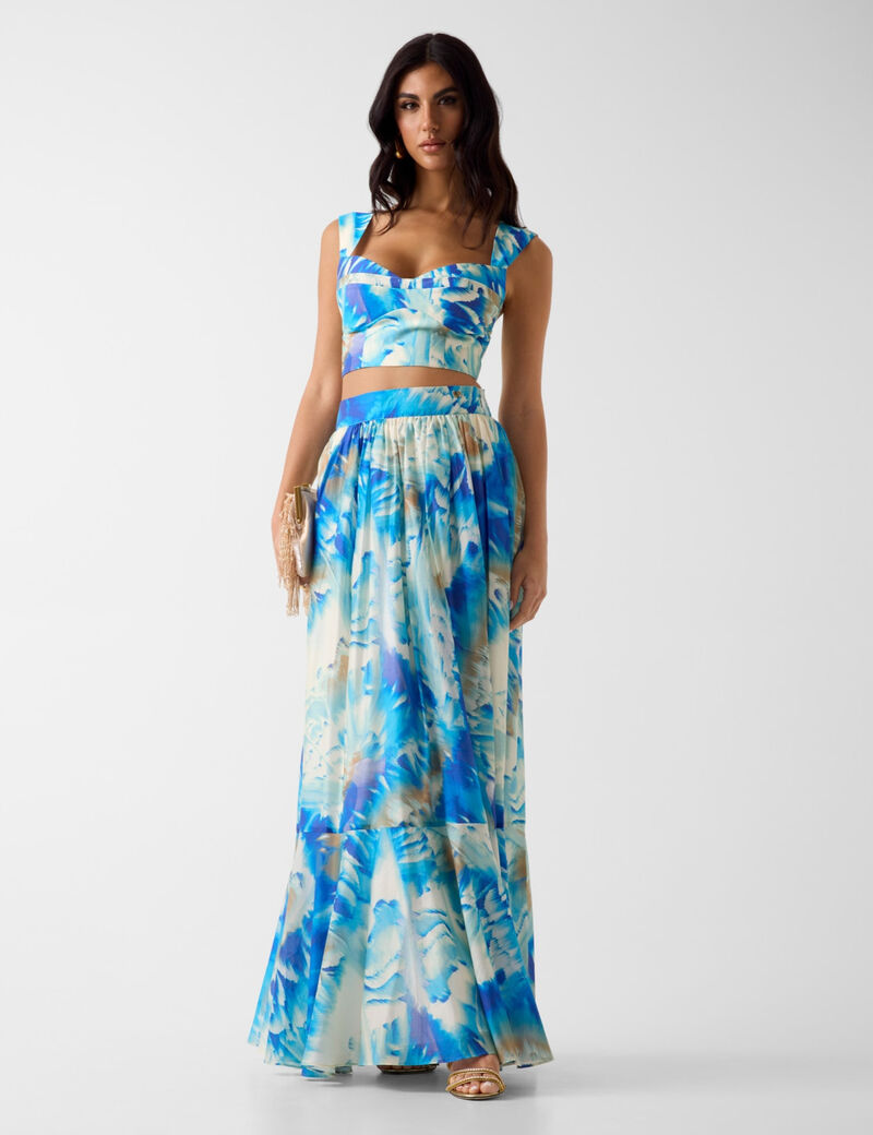 guess marciano printed maxi skirt