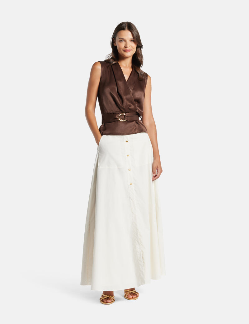 Iva overlap sleeveless blouse