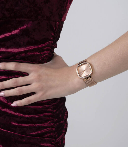 Rose Gold Square Mesh Watch