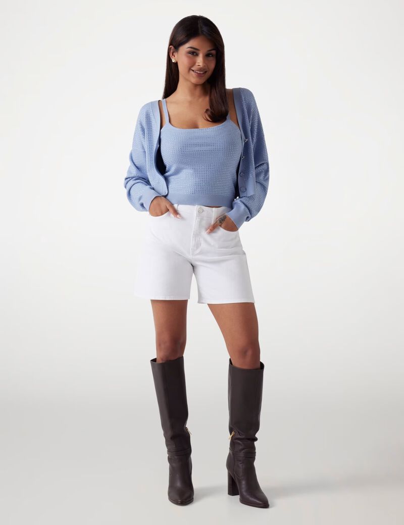 Rhinestones cropped tank top