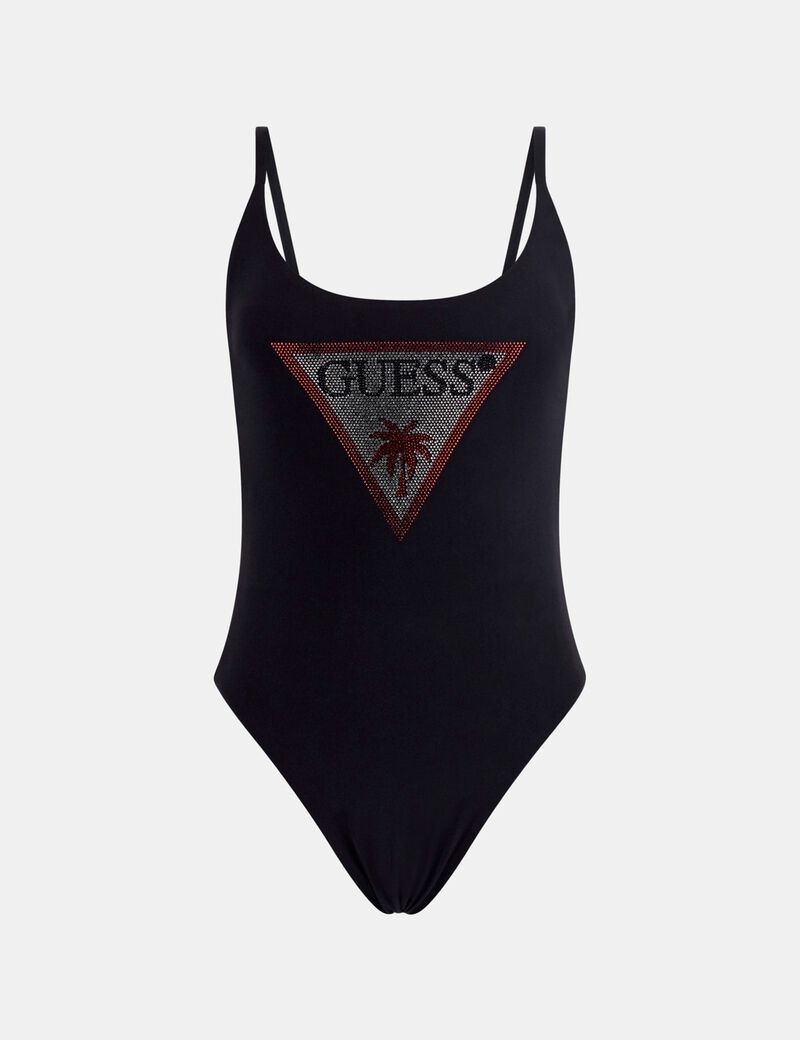 Rhinestones triangle logo one piece