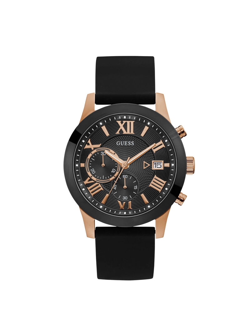 Black And Rose Gold Multifunction Watch