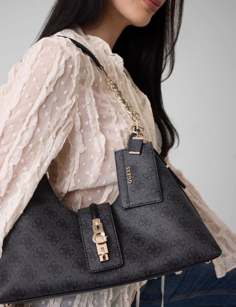 guess yvonne logo hobo bag