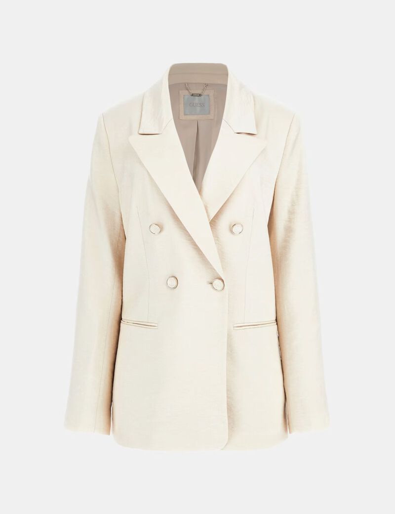 Double-breasted twill blazer