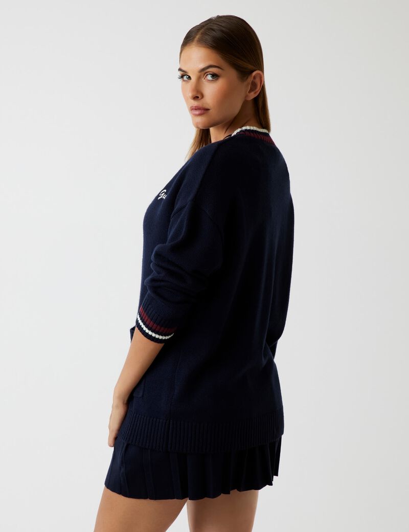 Wool-blend long cardigan