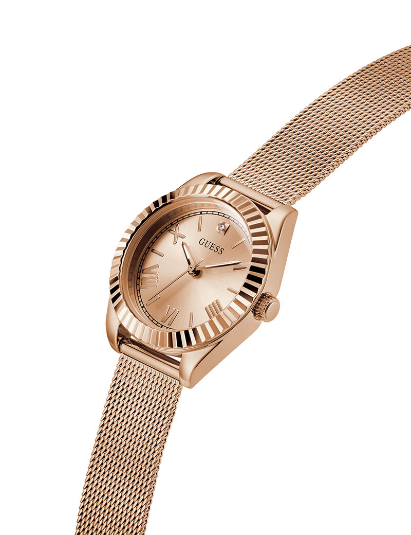 guess mini luna ladies rose gold tone analog watch