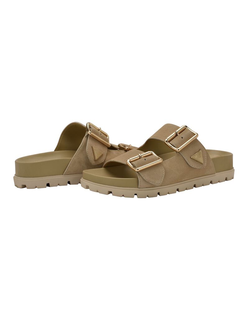 Fasten suede sandals