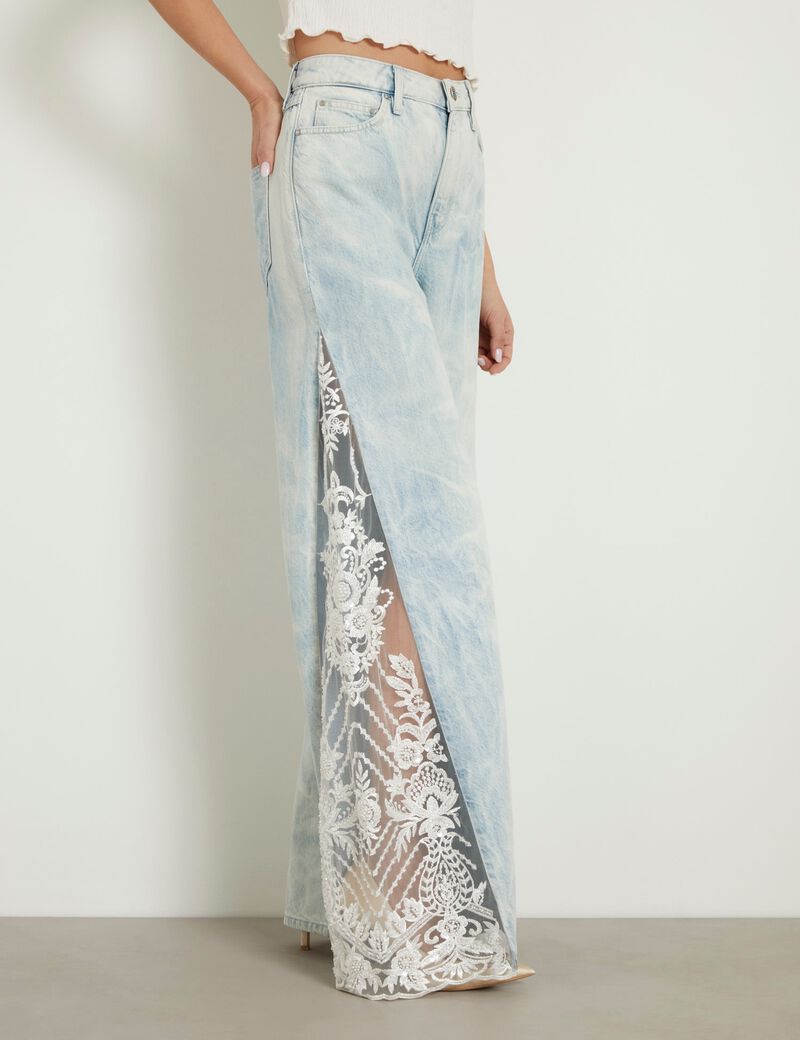 Lace relaxed denim pant