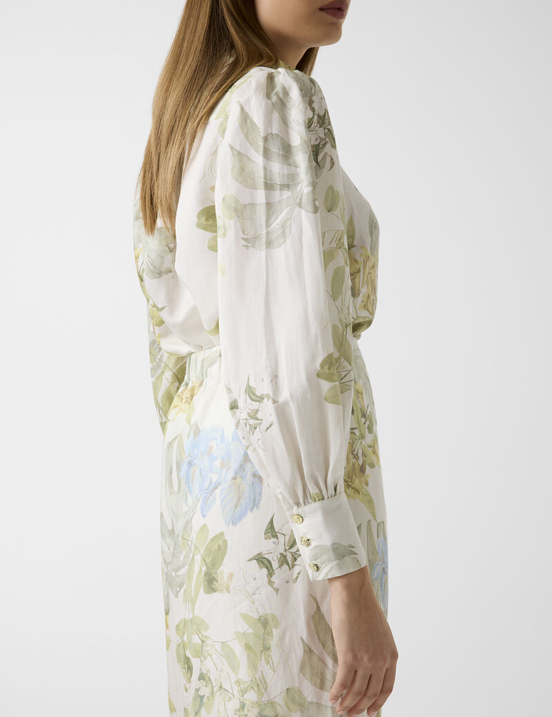 guess linen blend printed shirt