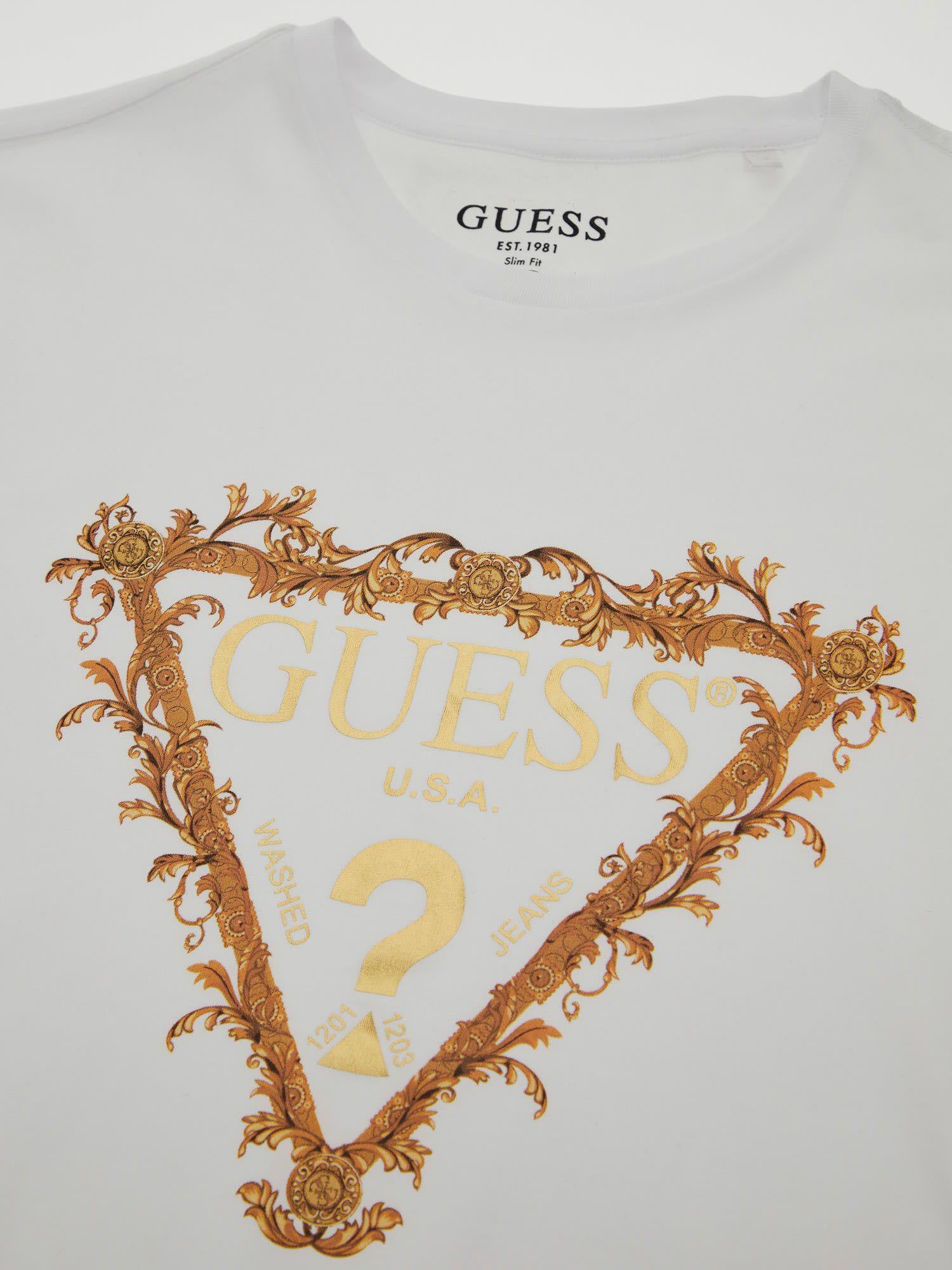 Gold and white guess shirt cheap