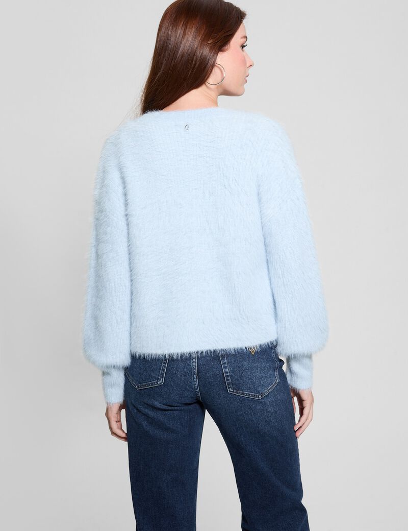 Fuzzy yarn cardigan