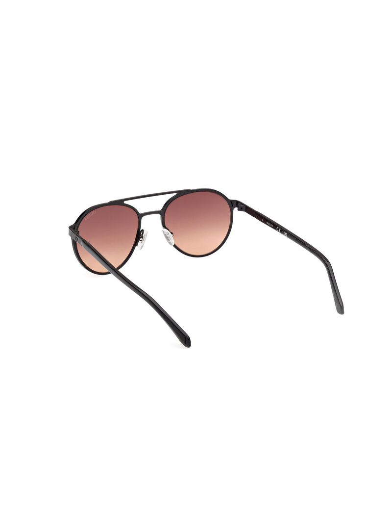 Round matte black gradient smoke sunglasses