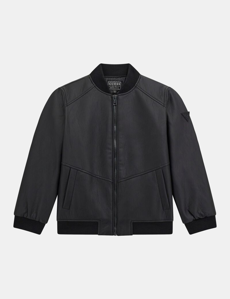 Faux leather bomber jacket