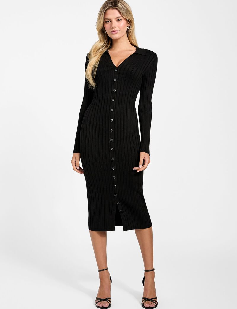 Rib-knit midi sweater dress