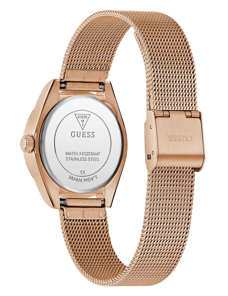 guess mini luna ladies rose gold tone analog watch